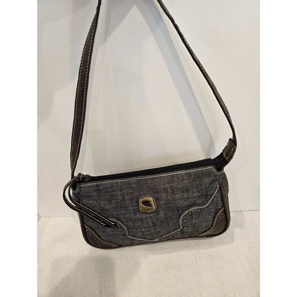 Vintage Guess Denim and Faux Leather Trim Mini Shoulder Bag Y2k Grunge Mcbling